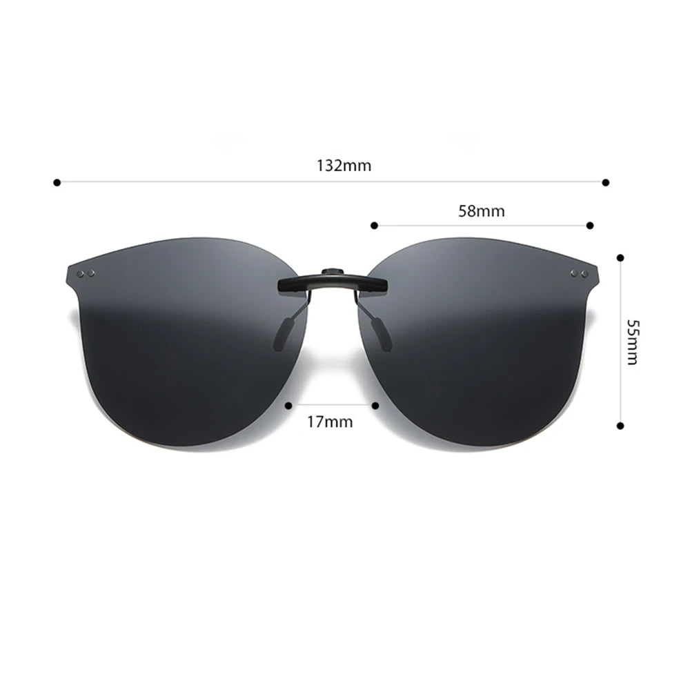 New Arrival Polarized Flip-up Clips Sunglasses for Myopia glasses, Retro Big Size Square Al-Mg glass Clip-on Sunglass Clip C3167