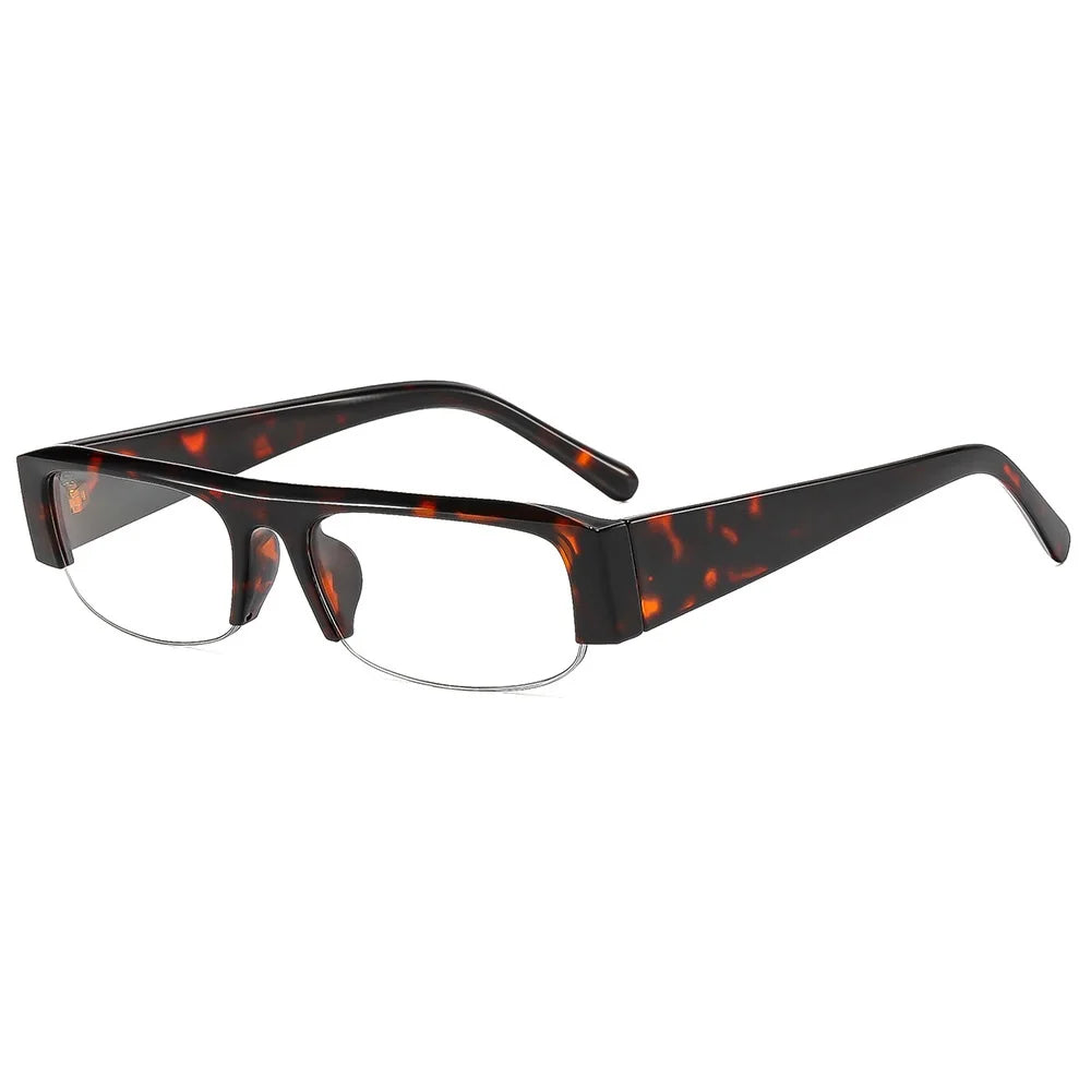 vintage small rectangle half frame black sunglasses for new fashion leopard gradient sun glasses ladies trendy driving eyewear