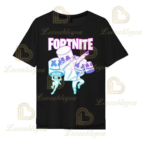 Poikien ja tyttöjen Fortnite-piirrosaiheinen T-paita – Battle Royale 3D, 3–14 vuotta, Victory Royale -pelipaita lapsille ja teineille
