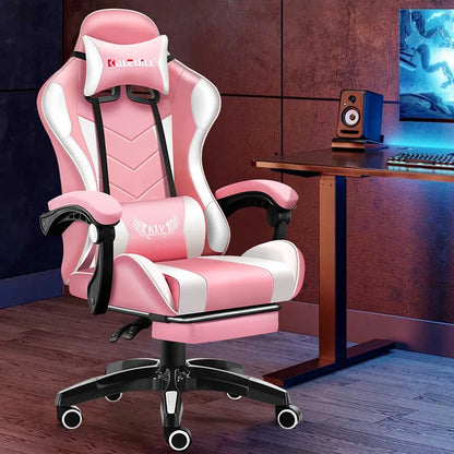 Chaise de jeu ergonomique inclinable en cuir PU, dossier haut avec accoudoirs réglables et soutien lombaire pour bureau à domicile et cybercafé