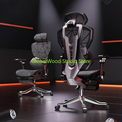 Ergonomic Office Chair with Wheels, Adjustable Desk Chair with Armrests, Comfortable Swivel Gaming Chair, Lumbar Support Executive Chair for Home Office