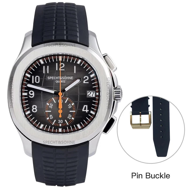 2026 New Specht&Sohne Men's Watches Quartz Watch Top Brand Luxury Chronograph Sport Rubber Luminous 5Bar Waterproof Men's Watch