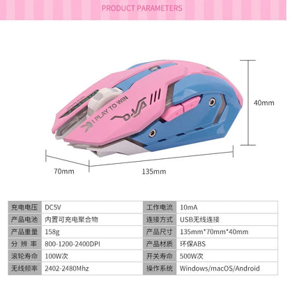 Wireless Mouse New Overwatch Pioneer LUNA Game Wireless Mute Charging Mouse Colorful Wireless Optical Mouse Purple