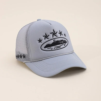 Unisex Men Women Cap Pentagram Embroidery Baseball Net Caps Spring Summer Outdoor Adjustable Casual Hats Sunscreen Hat