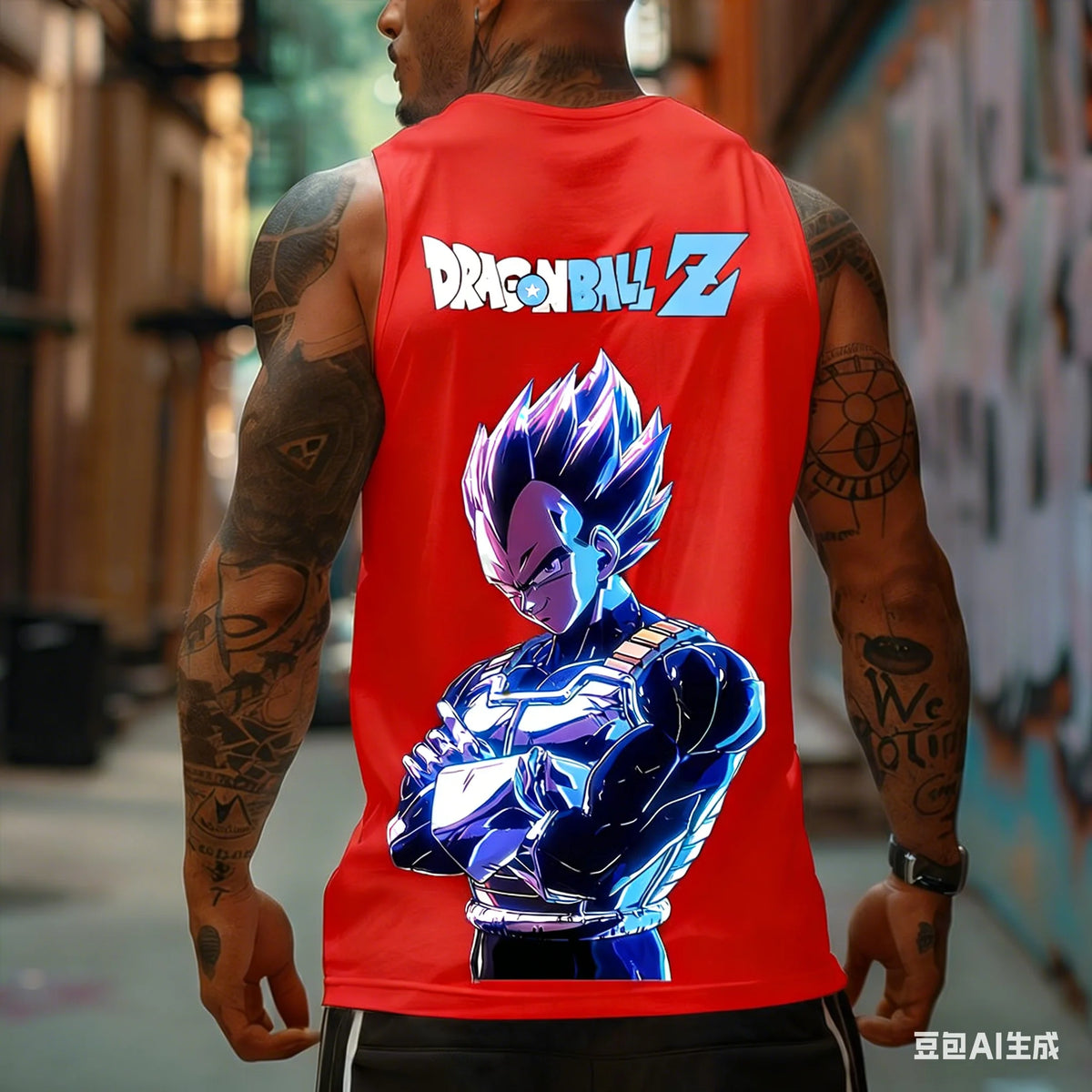 Dragon Ball Z Super Blue Vegeta American Retro Fitness-vest Y2K Harajuku-stil forår og sommer Ny herre-T-shirt til hverdagsbrug