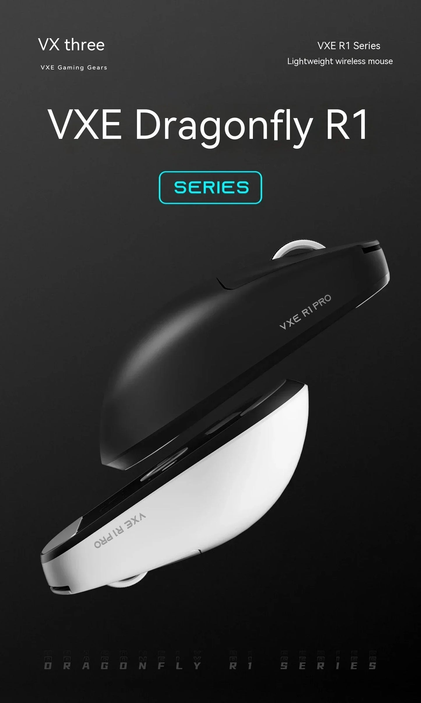 Bezdrátová myš VXE Dragonfly R1 Pro se senzorem Paw3395, Nordic 52840, 2khz, Smart Speed X, nízká latence, kancelářská a herní myš pro PC