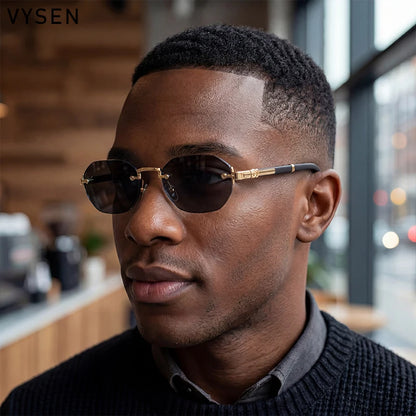 Square Rimless Punk Sunglasses Men 2026 Luxury Designer Vintage Small Frameless Sun Glasses Male Eyewear Hip Hop Outdoor Shades