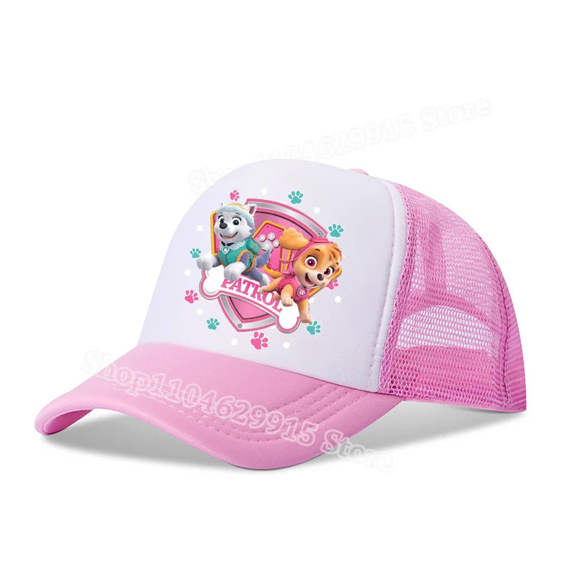 Paw Patrols Baseball Cap Cartoon Anime Skye Chase Print Girls Sun Headwear Summer Athleisure Adjustable Mesh Hats Birthday Gift