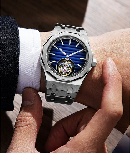 Raymondoya Men's Flying Tourbillon Movement Mechanical Automatic Luxury Watches Wristwatches Skeleton Watch Brand For Men Sapphire