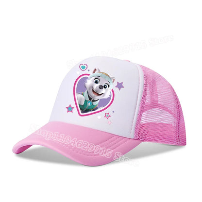 Paw Patrols Baseball Cap Cartoon Anime Skye Chase Print Girls Sun Headwear Summer Athleisure Adjustable Mesh Hats Birthday Gift
