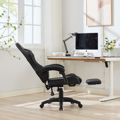 Ergonomic Rotating Gaming Chair, 360° Reclining Office Chair, Pivoting, Height-Adjustable, Footrest, Headrest