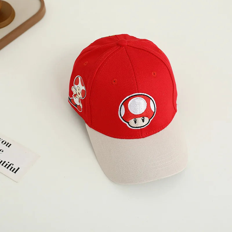 New Super Mushroom Peach Baseball Cap Creative High Color Cartoon Printed Boys and Girls anime merchandise Trendy birthday gifts