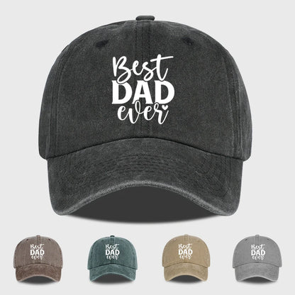 “Best DAD Ever” Printed Vintage Washed Baseball Cap – Adjustable, Casual, Men's Father's Day Gift, Dad Cap – Fishing & Hiking
