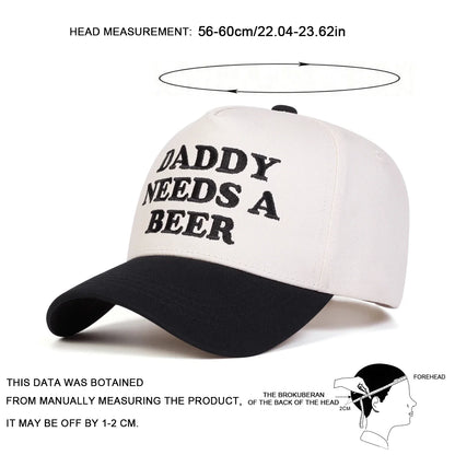Czapki z daszkiem unisex z haftem „DADDY NEEDS A BEER” – wiosna, jesień, na świeżym powietrzu, regulowane, codzienne, czapki chroniące przed słońcem, czapki sportowe