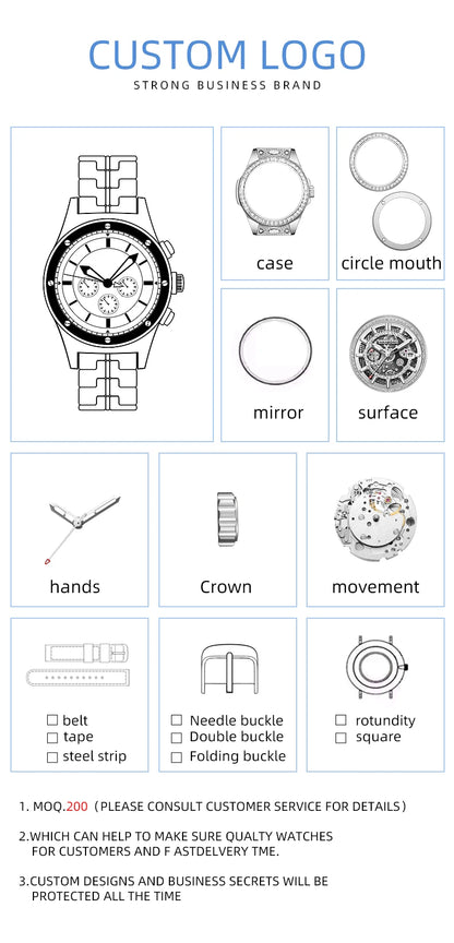 HANBORO Chime Series Modified Movement Men's Personalized Automatic Mechanical Watch