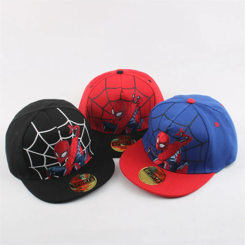 Spider-Man Marvel Peripheral Anime Baseball Cap Cotton Flat Brim Hat Cartoon Decoration Accessories Kid’s Gift Sun Shade Travel