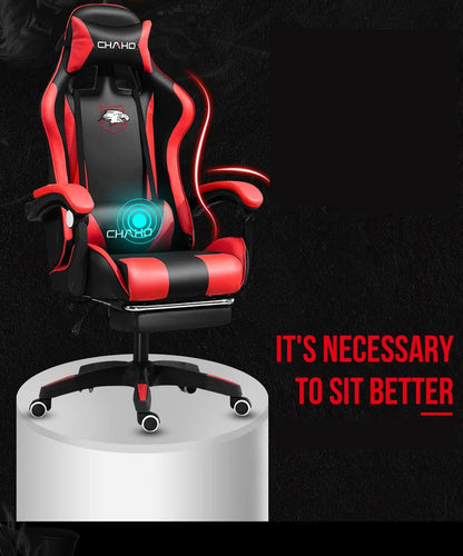 Ergonomic PU Leather Gaming Chair with Adjustable Height, Reclining Computer Chair, Swivel Office Chair for Home Office, Gaming & Study