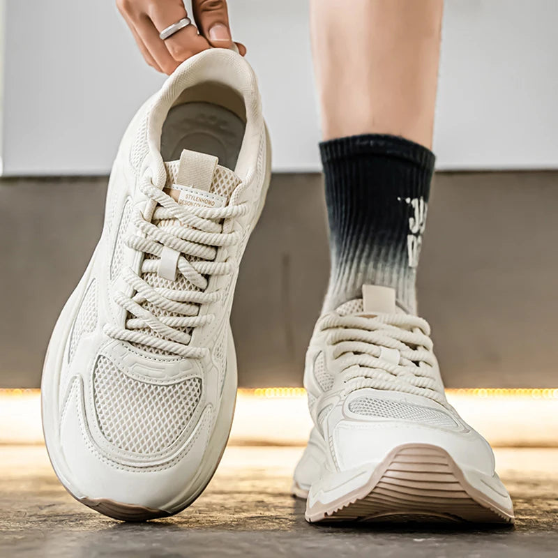 Ténis casuais de corrida para homem, primavera/verão, sola macia, antiderrapantes, respiráveis, para corrida ao ar livre, sapatos desportivos Joker para jovens