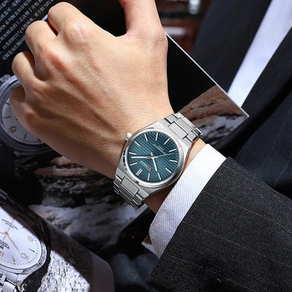 Montre pour homme CURREN 8439 – Modèle de grande marque, style luxe et professionnel, étanche, en acier inoxydable, type militaire, à mouvement quartz.