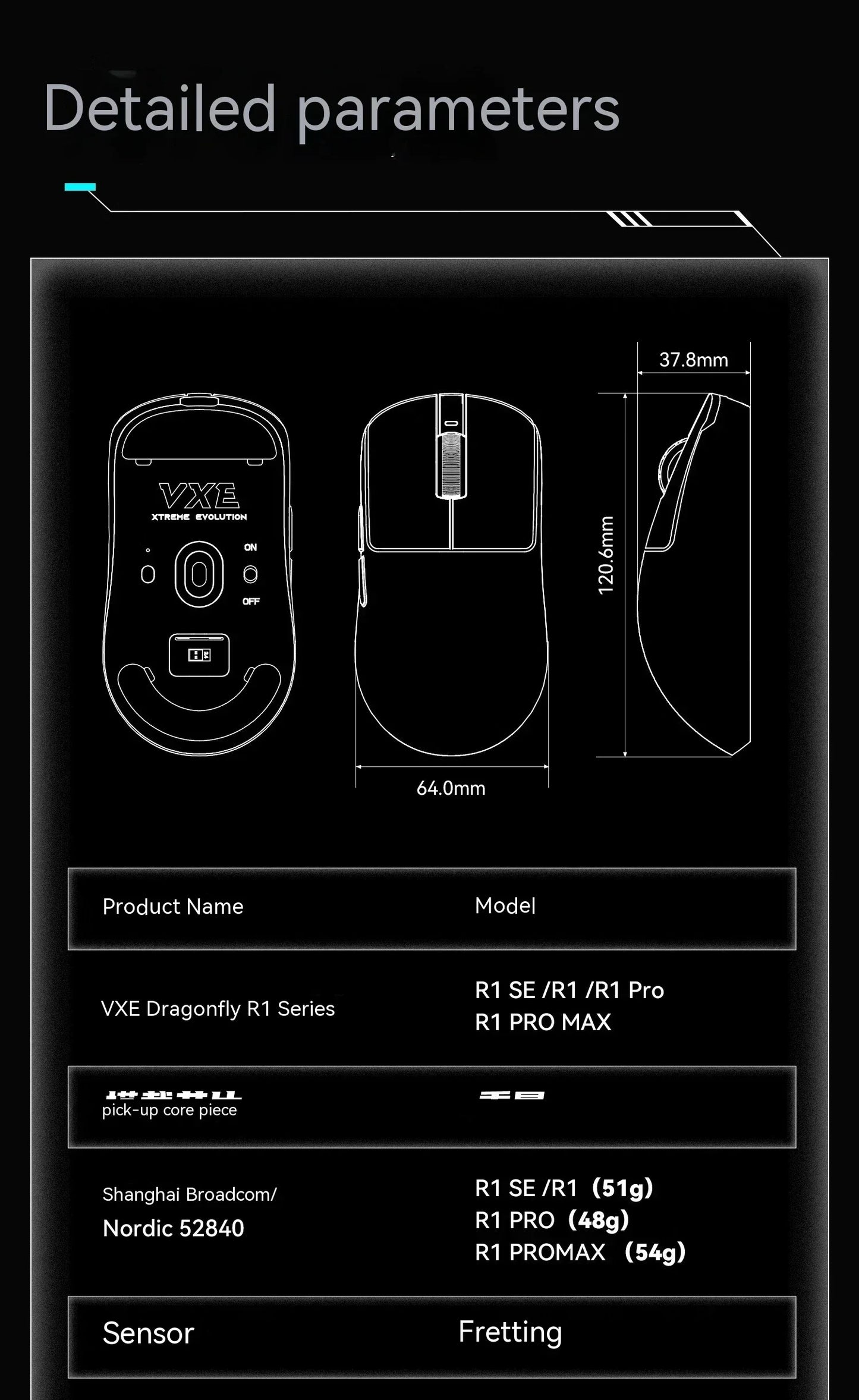 Bezdrátová myš VXE Dragonfly R1 Pro se senzorem Paw3395, Nordic 52840, 2khz, Smart Speed X, nízká latence, kancelářská a herní myš pro PC