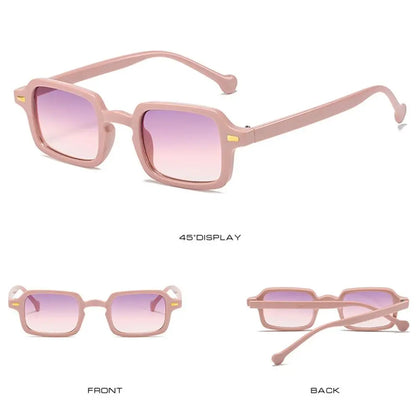 Fashion Square Sunglasses Women New Retro Rivets Decoration Glasses  Men Leopard Blue Sun Glasses Gradient Shades UV400
