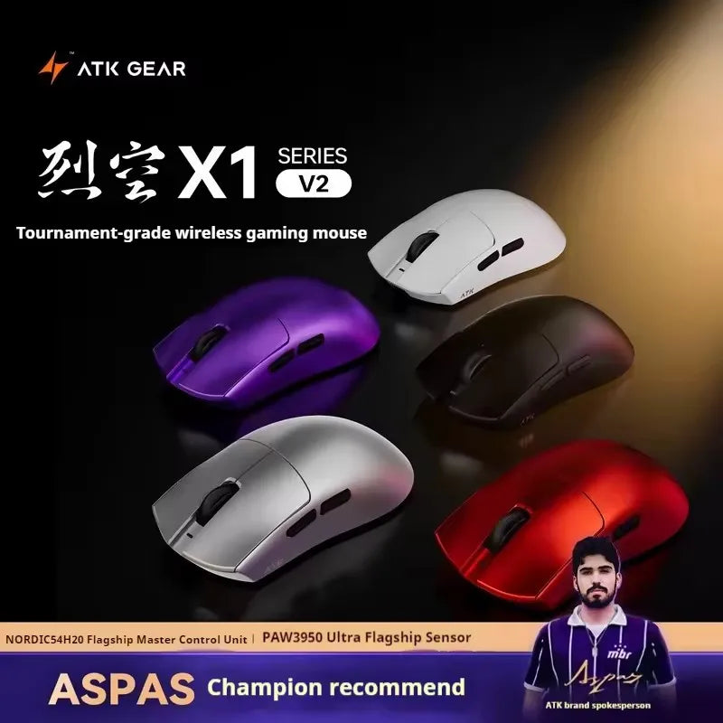 ATK Blazing Sky X1 V2-serien trådlös mus med dubbla lägen Paw 3950ultra 8k återrapporteringsfrekvens anpassad ergonomi e-sport gaming kontorsmus