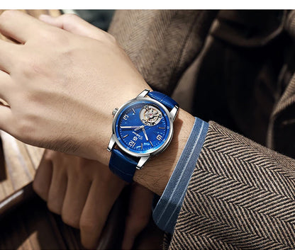 Montre Tourbillon Homme Mode Sport Automatique Mécanique Étanche Montre-bracelet de luxe de marque haut de gamme