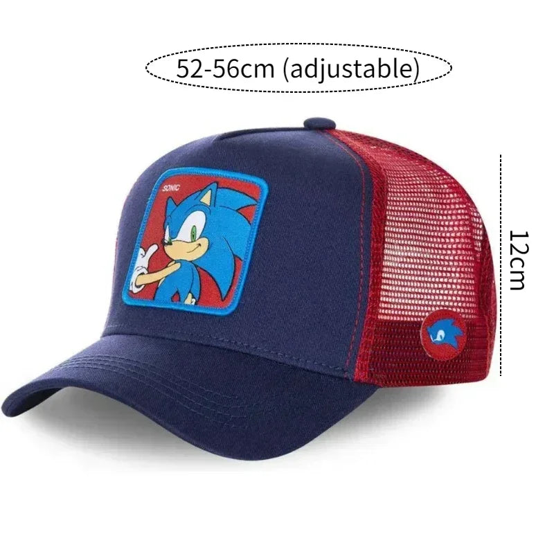 Sonics Baseball Caps Summer Cartoon Breathable Mesh Trucker Sun Hat for Adjustable Hip-Hop Hat