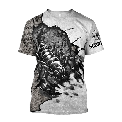 Animal Men's T Shirt Summer Short Sleeve Scorpion 3D Print Funny T-Shirts Fashion Casual Male Sportshirt Oversized Mens Clothing