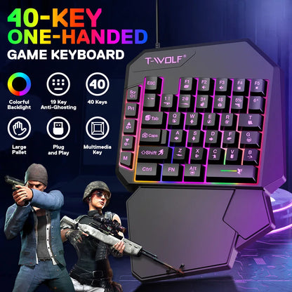 Gamer Kit Mobile Gaming Keyboard Mouse Mobile Games Converter 3 In 1 Combo One Hand Keyboard for PUBG Mobile Games TF900