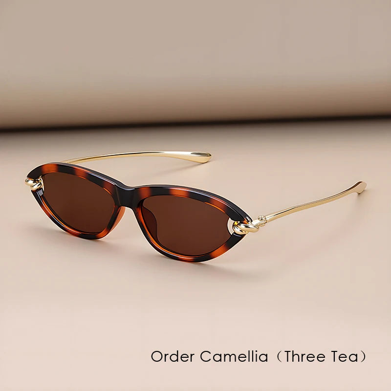 Trendy Luxury Brands Women's Cat Eye Tortoiseshell Sunglasses UV400 Oval Glasses For Woman Fashion Designer Classical Glasses