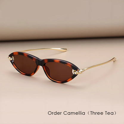 Trendy Luxury Brands Women's Cat Eye Tortoiseshell Sunglasses UV400 Oval Glasses For Woman Fashion Designer Classical Glasses