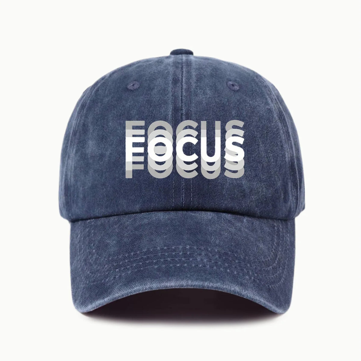 Gorra de béisbol de estilo clásico ajustable de algodón lavado con estampado FOCUS, gorra deportiva tipo «pico de pato» para hombre y mujer