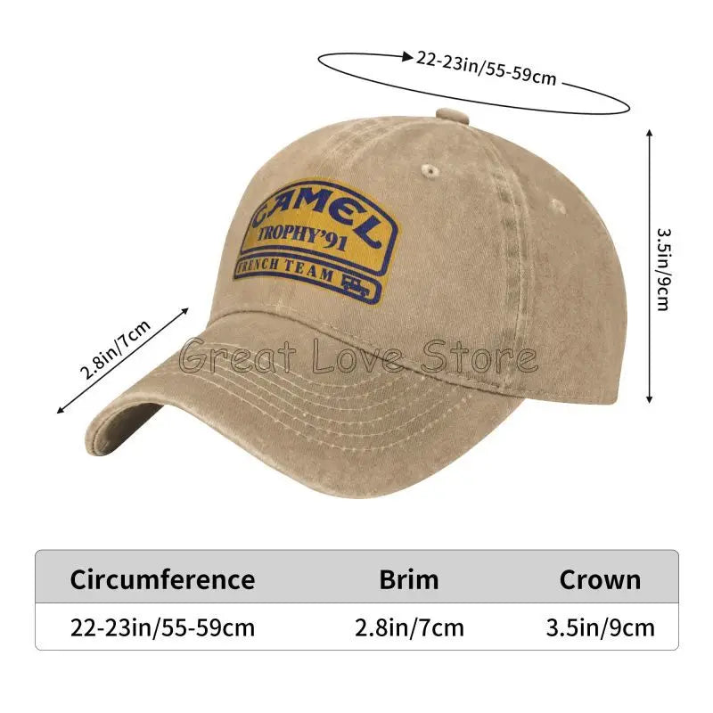 Camel Trophy 91 Cowboy Hat Retro Adjustable Washed Cotton Golf Hat Summer Vintage Sun Visors Baseball Caps