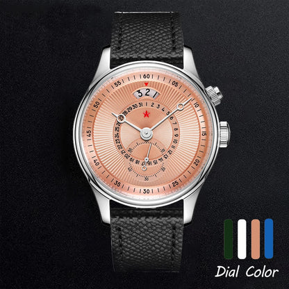 Red Star 40mm Premium Men's Watch with Seagull ST1716 Movement 3ATM Waterproof Calendar Automatic Mechanical Watch for Men