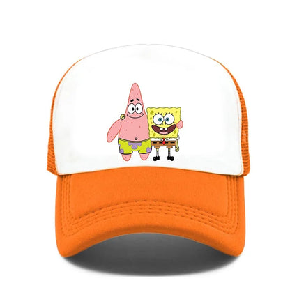 Fashion Cute SpongeBobs Print Baseball Cap Cartoon Men Women Summer Sun Mesh Hat Anime Adjustbale Sunshade Golf Cap Trucker Hat