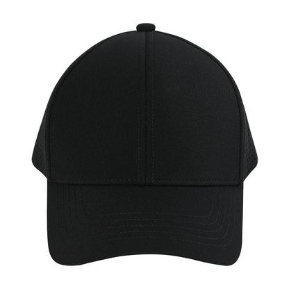 VOBOOM Men Quick Dry Baseball Cap Laser Cut Mesh Ball Curved Brim Snapback Hat Outdoor Running Travel Black Hat