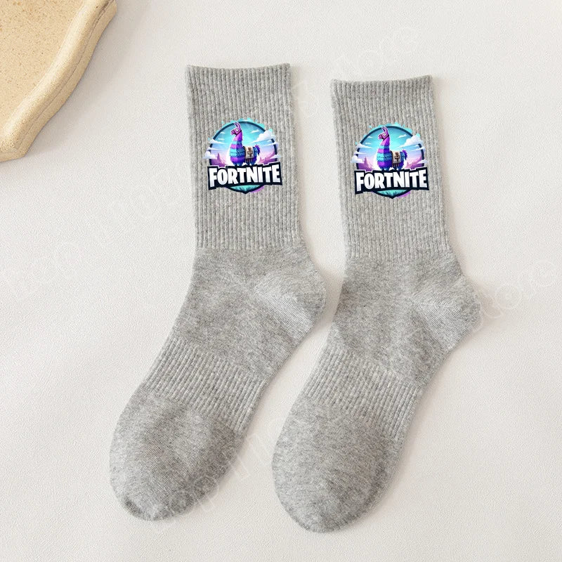 Fortnite Socks Cartoon Game Character Long Sock for Kids tudents in Spring and Autumn Solid Color Cotton Socks Birthday Gifts