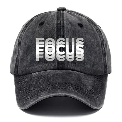 Gorra de béisbol de estilo clásico ajustable de algodón lavado con estampado FOCUS, gorra deportiva tipo «pico de pato» para hombre y mujer