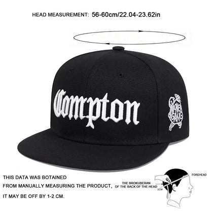Cappellini unisex Compton con ricamo in stile hip-hop, per primavera e autunno, da esterno, regolabili, sportivi, casual, da baseball, con protezione solare