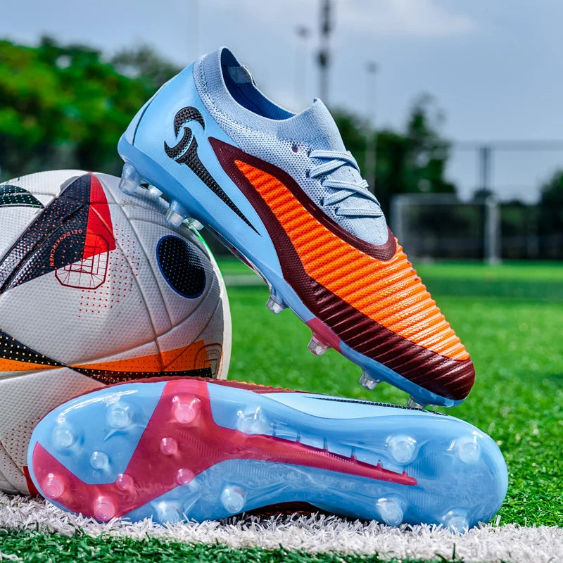 Nouvelles chaussures de football pour hommes, crampons longs antidérapants et respirants pour le sport en extérieur, idéales pour l'entraînement et les matchs, confortables pour adultes