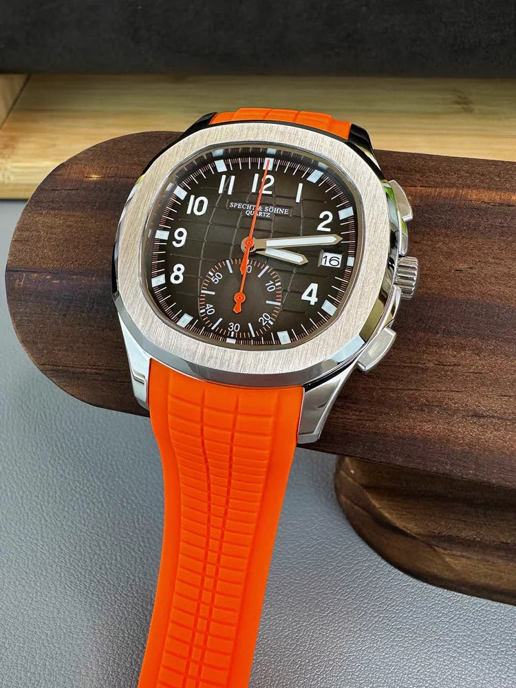 2026 New Specht&Sohne Men's Watches Quartz Watch Top Brand Luxury Chronograph Sport Rubber Luminous 5Bar Waterproof Men's Watch