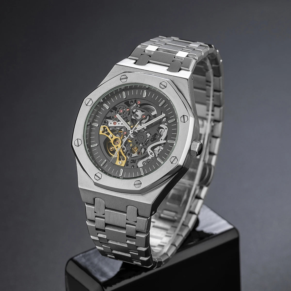 Classic Automatic Mechanical Luxury Watch MenTop Brand Stainless Steel Watches Luminous Waterproof Watch for Men Feice Skeleton