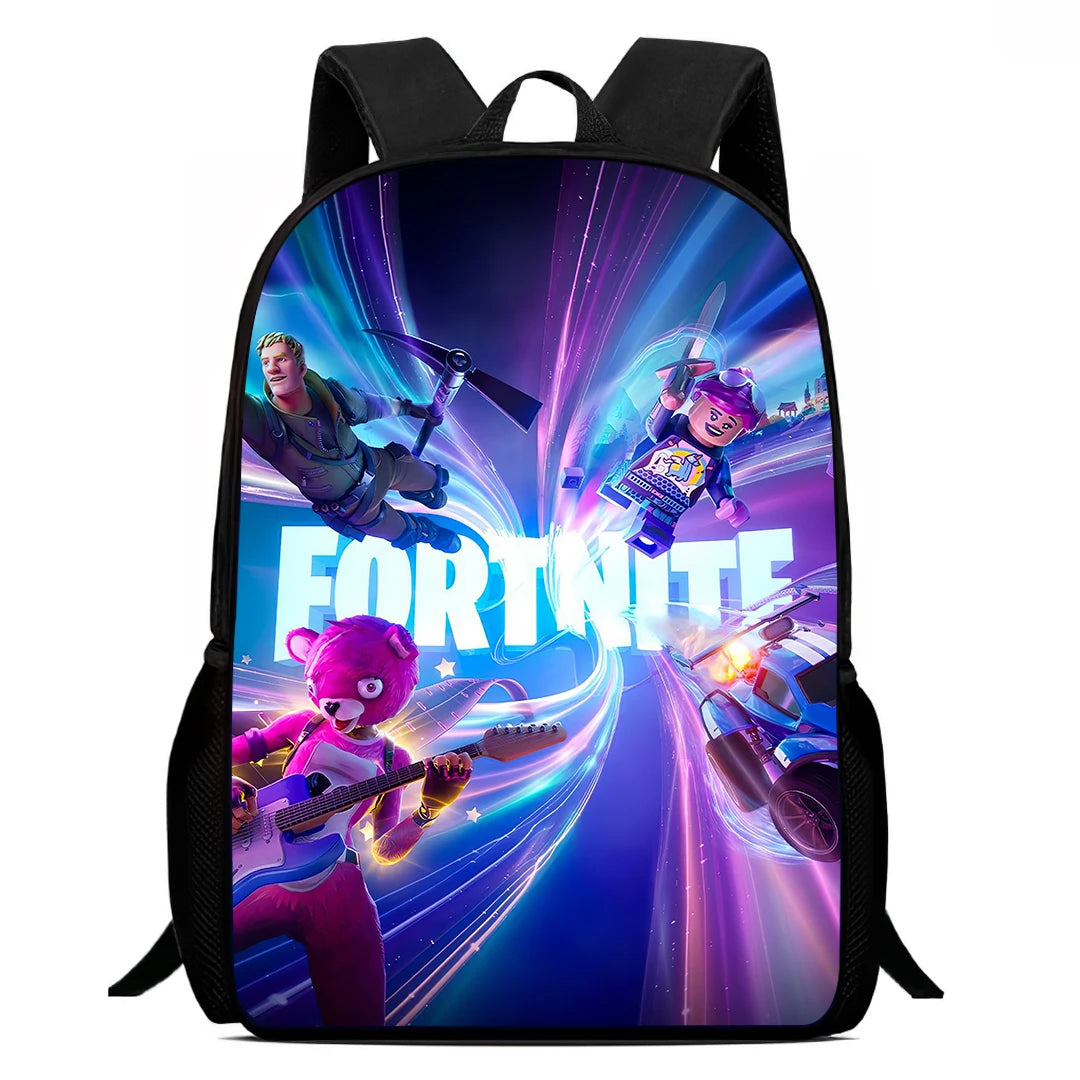 Mochila Escolar Fortnite de 15 Polegadas com Desenho Animado para Crianças, Meninos e Meninas, Mochila Leve com Estampado de Jogo, Grande, Adequada para Idades dos 5 aos 8 Anos