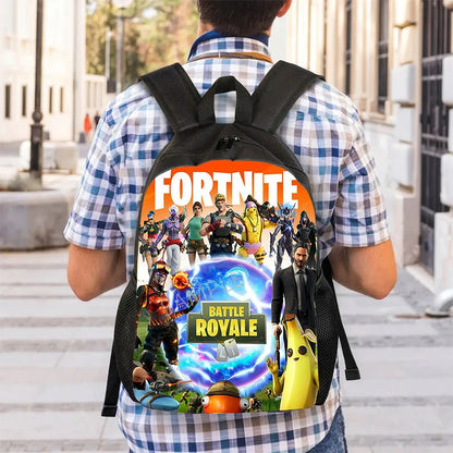 Mochila Escolar Fortnite de 15 Polegadas com Desenho Animado para Crianças, Meninos e Meninas, Mochila Leve com Estampado de Jogo, Grande, Adequada para Idades dos 5 aos 8 Anos