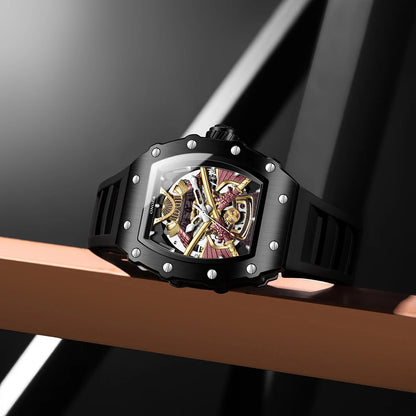 ONOLA Luxury Men Automatic Mechanical Watch Waterproof Watch Luminous Barrel Shape Military Sports Wristwatch Relogios Masculino