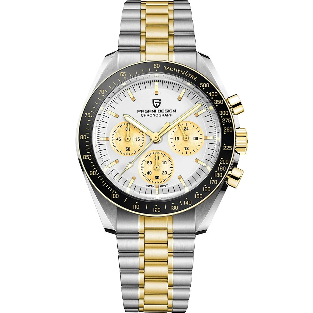 New PAGANI DESIGN Moon Men Watch Retro Luxury Quartz Watches For Men Stainless steel Sport waterproof Chronograph Man+With BOX