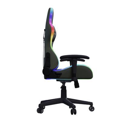 Ergonomic Office Chair with Lumbar Massage, LED RGB Ambient Lighting, and Reclining Backrest, for Home Offices