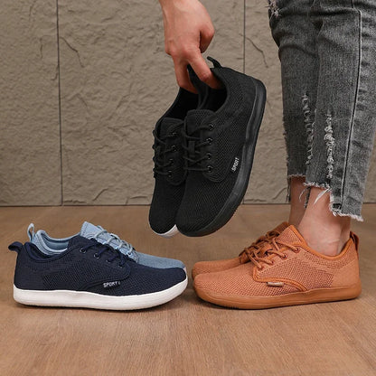 Atmungsaktive Sommer-Flachschuhe für Damen, leichte Mesh-Schuhe, bequeme Wanderschuhe, Herren-Schuhe für breite Füße, weiche Sohle, Freizeitkleidung, Barfuß