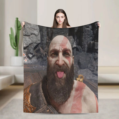 God of War Game Gamers Kratos Blanket  Soft Warm Funny Plush Throw Blanket For Home Decor Travel Flannel Bedspread Bed Cover